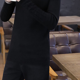 俞兆林（YUZHAOLIN）针织衫 男士潮流纯色螺纹毛衣高领羊毛衫211-1-M9126黑色2XL