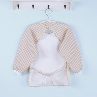 良良（liangliang） 婴儿食饭衣 麻棉宝宝反穿罩衣（小号39*36厘米） 米咖
