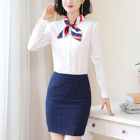 MAX WAY 女装 2019新款秋季衬衫女工作服正装职业修身衬衣女装OL NYml159 白色衬衫 4XL