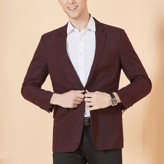 相思鸟（xiangsiniao）西服男单排扣简约休闲时尚平驳领秋款单西男式西装外套 红色 180/96A