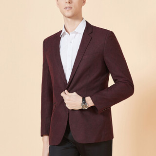 相思鸟（xiangsiniao）西服男单排扣简约休闲时尚平驳领秋款单西男式西装外套 红色 180/96A