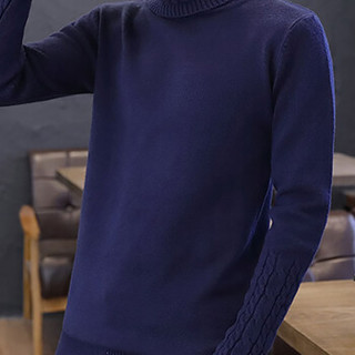 俞兆林（YUZHAOLIN）针织衫 男士潮流纯色螺纹毛衣高领羊毛衫211-1-M9126藏青色L