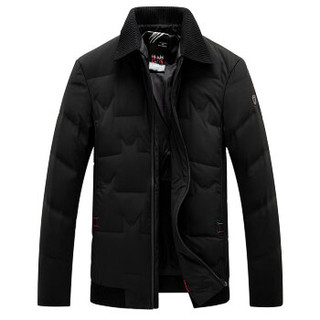 南极人冬装新款可脱卸领羽绒服男士时尚短款薄羽绒上衣外套潮 MYJ80223 黑色 175/92A