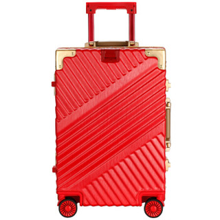 拓行者 拉杆箱26英寸万向轮行李箱男女托运时尚复古TSA密码锁旅行箱子 MT-18011红色
