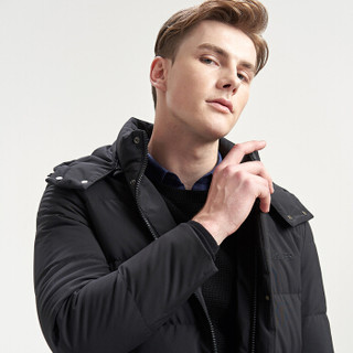 七匹狼羽绒服 男士2019年冬季新品中长款厚款白鸭绒羽绒服外套 001(黑色) 175/XL