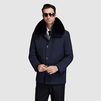 俞兆林羽绒服男宽松翻领多口袋商务休闲男士羽绒外套2019冬YMYR199148蓝色XL