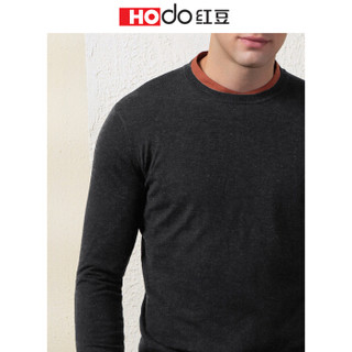红豆（Hodo）男装 针织衫男商务休闲男士纯色圆领套头针织衫 S5黑色 165/84A