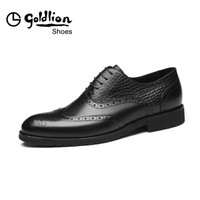 金利来（goldlion）男鞋商务休闲正装鞋舒适透气皮鞋502830582ABA-黑色-41码