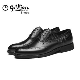 金利来（goldlion）男鞋商务休闲正装鞋舒适透气皮鞋502830582ABA-黑色-41码