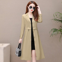 BANDALY 2019秋季新品女装风衣女时尚韩版洋气中长款过膝流行薄款气质外套 KKWH1835 卡其色 3XL