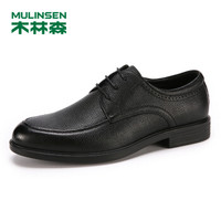 木林森（MULINSEN）英伦风商务正装鞋男鞋 经典简约头层牛皮男士皮鞋德比鞋 黑色 41码 SL97003
