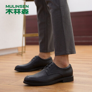 木林森（MULINSEN）英伦风商务正装鞋男鞋 经典简约头层牛皮男士皮鞋德比鞋 黑色 41码 SL97003