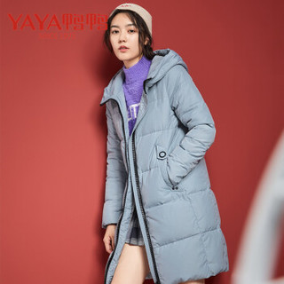 鸭鸭（YAYA）羽绒服女中长款韩版连帽休闲时尚羽绒服女装 B-521302 粉紫色 165