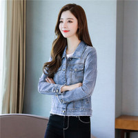 阔意衣都(KuoyiHouse)夹克bf原宿上衣 2019秋季新品韩版修身短款小清新牛仔衣 YXNK894 浅蓝色 2XL