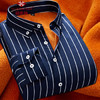 俞兆林（YUZHAOLIN）长袖衬衫 男士时尚商务休闲加绒加厚条纹长袖衬衫222-H16藏青色XL