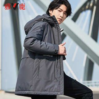 雅鹿 男士休闲羽绒服 2019冬季新款时尚帅气短款连帽保暖外套 YB67U0770 灰咖啡 185/2XL