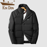 金盾（KIN DON）羽绒服 男2019冬季新款休闲百搭立领后背印花加厚保暖外套 D220-8888 黑色 2XL