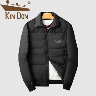 金盾（KIN DON）羽绒服 男2019冬季新款休闲百搭韩版潮流立领后背印花加厚保暖外套 D220-B555 黑色 3XL