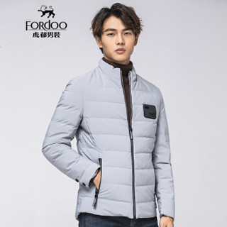 虎都 FORDOO 羽绒服男2019秋冬新款厚实保暖潮范有型简约时尚休闲舒适外套 VA3AH18880502  灰色 185/3XL