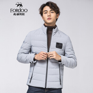 虎都 FORDOO 羽绒服男2019秋冬新款厚实保暖潮范有型简约时尚休闲舒适外套 VA3AH18880502  灰色 185/3XL