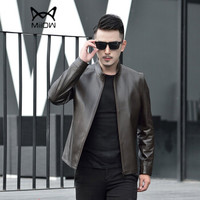 猫人(MiiOW)绵羊皮衣 男士时尚立领绵羊皮夹克外套5017-1618深棕色L