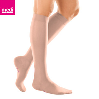 medi迈迪 德国进口 医用二级压力术后治疗型静脉曲张袜压力袜弹力袜美腿袜薄款男女中筒肤色包趾 XL
