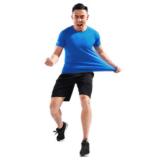 潮流假期 运动套装男训练速干健身服夏季篮球羽毛球薄款吸汗透气宽松跑步服 NZ9008-彩兰色-短袖两件套-3XL