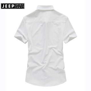 吉普(JEEP)短袖衬衫男2019年夏季男士青年商务半袖休闲翻领短袖白衬衫男装衬衣上衣寸衫JPL5386 深灰色 4XL
