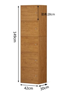 家乐铭品 A594 带门五层收纳储物柜 樱桃木色