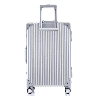 PointKid 复古直角拉杆箱22英寸行李箱万向轮旅行箱防刮铝框托运箱 1808尊贵银