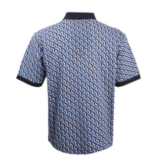 商品prada普拉达 19春夏新款 男士蓝色印花棉质短袖pol