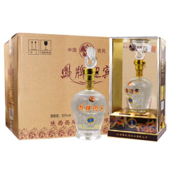 西凤酒凤牌迎宾佳品52vol浓香型白酒500ml6瓶整箱装