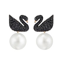 真心好礼：SWAROVSKI 施华洛世奇 Iconic Swan 黑天鹅珍珠两用耳钉