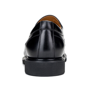 莱尔斯丹 le saunda 时尚商务正装圆头套脚粗跟男德比皮鞋LS AMM32520 黑色 40