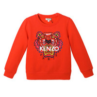 KENZO KIDS 高田贤三 奢侈品童装 女童橘红色混纺虎头刺绣卫衣 KM15198 36 4A/4岁/104cm