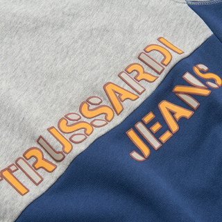 TRUSSARDI JEANS杜鲁萨迪男士蓝色棉质撞色圆领长袖卫衣52F00055 1T001705 U280 XXL码