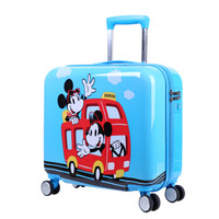 Disney 迪士尼儿童拉杆箱女行李箱万向轮登机箱可爱卡通小孩旅行箱 公车米奇18英寸 蓝色DSMQ-1803-0013182