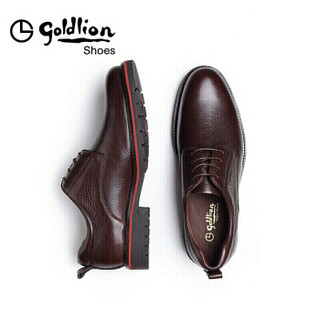 金利来（goldlion）男士时尚大气正装防滑耐磨皮鞋504730098CAA-深棕-37码