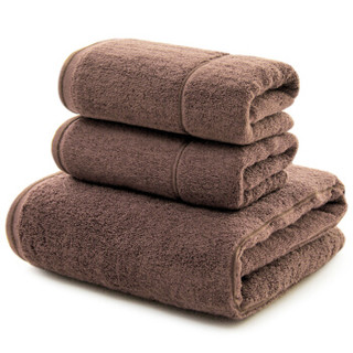 三利 长绒棉A类标准 素色良品毛巾2条+浴巾1条 三件组合装 随心裁剪多规格巾类 丁子茶色
