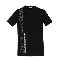 VERSACE JEANS 范思哲 奢侈品 男士黑色棉质铆钉LOGO圆领短袖T恤 B3GTB74A 36590 899 M码