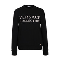 VERSACE COLLECTION 范思哲 奢侈品 19秋冬新款 男士黑色棉质LOGO长袖卫衣 V800821Z VJ00358 V1008 M码