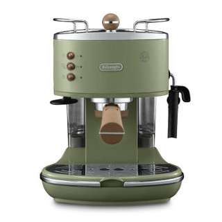 德龙（Delonghi）咖啡机 半自动咖啡机 意式浓缩 家用 办公室 复古泵压式不锈钢锅炉 全国联保 ECO311绿色
