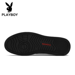 花花公子（PLAYBOY）英伦时尚商务休闲皮鞋男低帮系带百搭 DS81025 深蓝 42