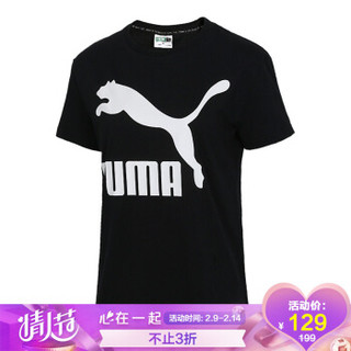 彪马PUMA 女子 休闲 T恤 CLASSICS LOGO 圆领 短袖 579406 61黑色L码