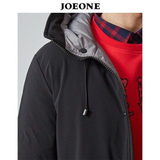 九牧王（JOEONE）羽绒服长款 男士休闲鹅绒舒适保暖羽绒服外套180/100A[52]黑色修身版JR186081T