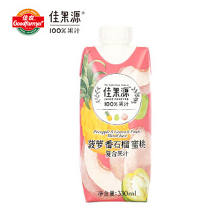 佳果源 100%菠萝番石榴蜜桃复合果汁 330ml*12瓶