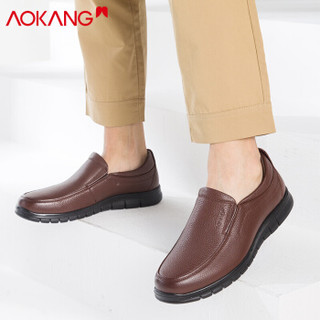 奥康（Aokang）官方男士圆头舒适套脚休闲圆头单鞋193212013棕色42码