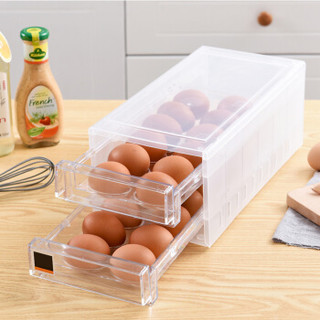 四万公里 可叠加带盖鸡蛋收纳盒厨房冰箱食物保鲜盒鸡蛋格蛋托鸡蛋盒 两层透明 SWJ3022
