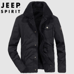 jeep吉普夹克男棉服外套男士冬季加厚加绒棉衣夹克短款毛领棉袄男装潮