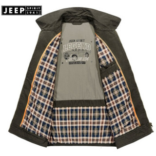 吉普(JEEP)夹克翻领宽松大码2019春秋新款中老年男装外套厚LST1505 碳灰 M